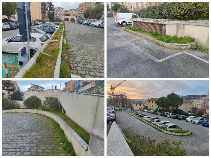 Imperia, il Comune rifà il look del parcheggio dietro al Palazzo della Provincia di piazza Roma a Porto Maurizio (Foto)