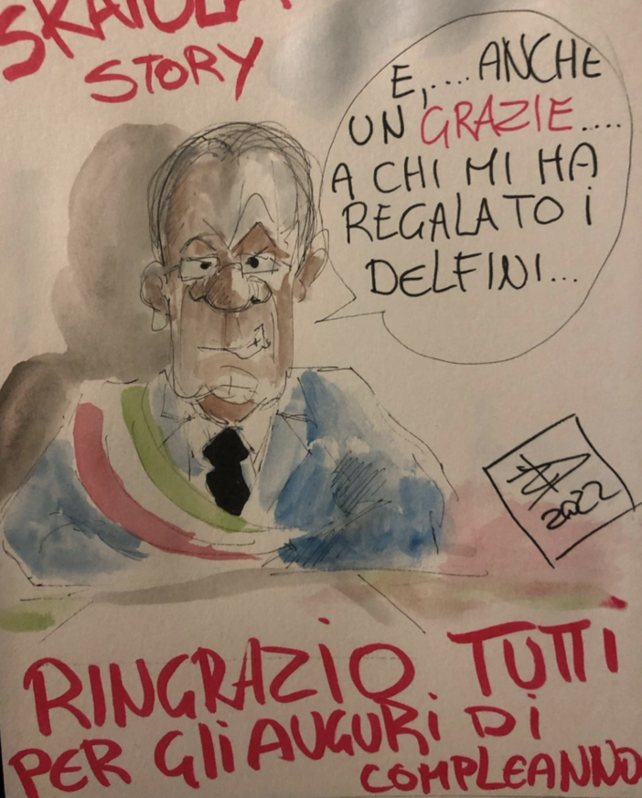 Imperia, il sindaco Scajola  ringrazia chi gli ha fatto gli auguri visto dalla matita di Davide Zanni