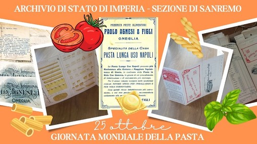 Sanremo, Giornata mondiale della pasta: venerdì apertura straordinaria dell'Archivio di Stato