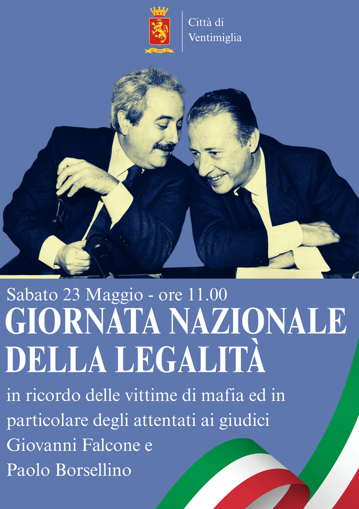 Ventimiglia, per la Giornata della Legalità commemorazione in Piazza Falcone e Borsellino