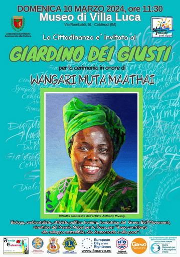 Sanremo: nel Giardino dei Giusti di Coldirodi, cerimonia in memoria di Wangari Muta Maathai Sanremo: nel Giardino dei Giusti di Coldirodi, cerimonia in memoria di Wangari Muta Maathai
