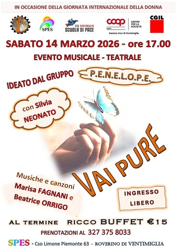 Ventimiglia, alla Spes lo spettacolo teatral-musicale “Vai Pure” per la Giornata internazionale della donna