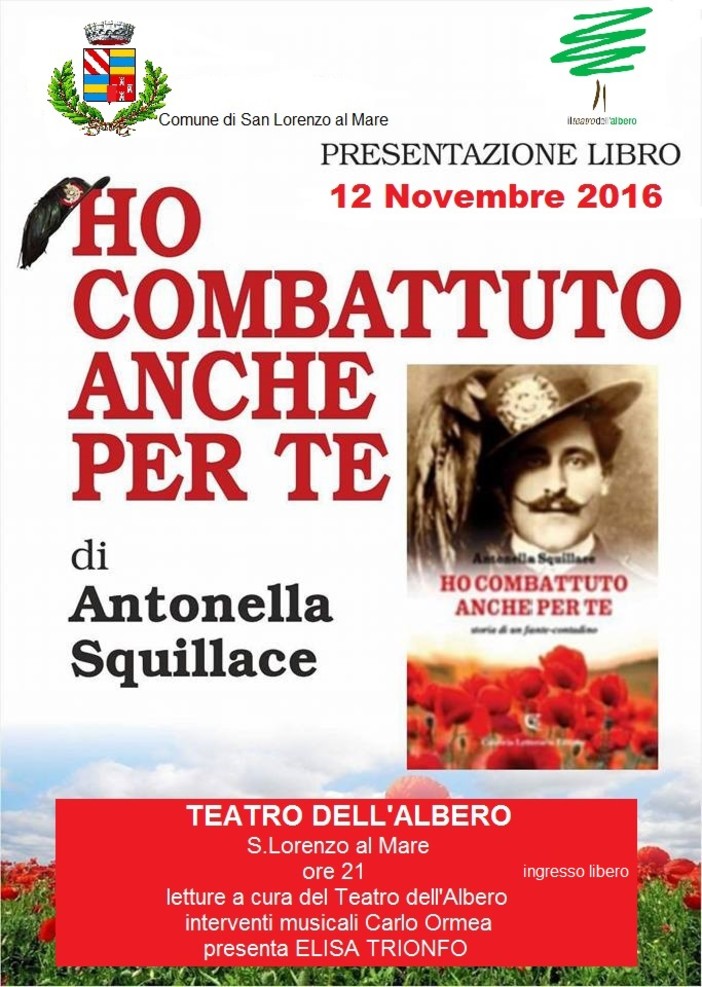 San Lorenzo al Mare: questa sera, presentazione libro di Antonella Squillace ‘Ho combattuto anche per te’