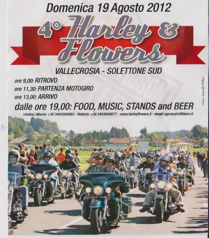 Domani a Vallecrosia il 4° Motoraduno organizzato dall'Harley & Flowers Sanremo Domani a Vallecrosia il 4° Motoraduno organizzato dall'Harley & Flowers Sanremo