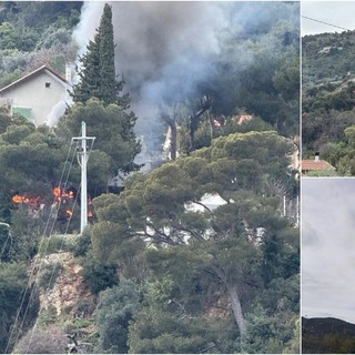 Ventimiglia, baracca in fiamme: vigili del fuoco in azione a Seglia San Bernardo (Foto)
