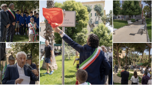 Arma di Taggia: dopo gli interventi di riqualificazione, intitolati a Sandro Pertini i giardini di via Magellano (Foto e Video)