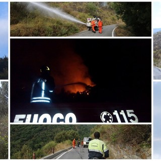 Sanremo: in fase di bonifica l'incendio in strada Monte Ortigara a Coldirodi, distrutti sei ettari di bosco