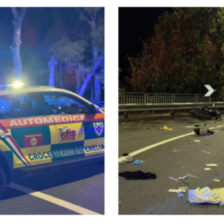 Ventimiglia, scontro tra auto e moto a Mortola Inferiore: si alza in volo l'elisoccorso (Foto)