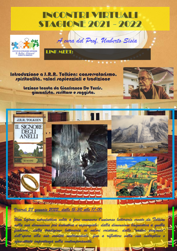 Domani, terzo incontro virtuale all'Istituto Ruffini-Aicardi: 'Tolkien e la sua opera'