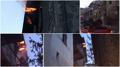 Incendio nel centro storico di Triora: salvata famiglia, mobilitazione per contenere le fiamme (Foto)