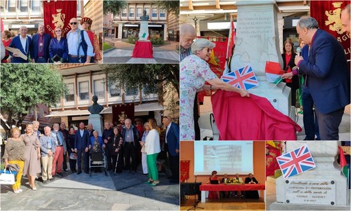 Ventimiglia ricolloca la targa al monumento a Thomas Hanbury (Foto e video) Ventimiglia ricolloca la targa al monumento a Thomas Hanbury (Foto e video)