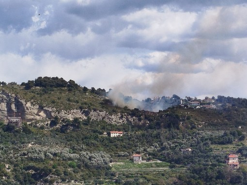 Camporosso, forte vento: collina in fiamme (Foto)