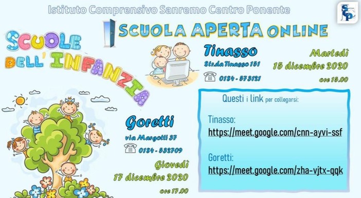 Sanremo: giovedì prossimo il 'virtual tour' per i genitori della scuola dell'infanzia 'Maria Goretti' Sanremo: giovedì prossimo il 'virtual tour' per i genitori della scuola dell'infanzia 'Maria Goretti'