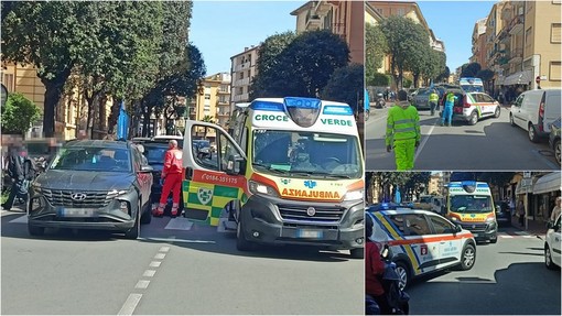 Ventimiglia, viene investita sulle strisce pedonali: mobilitazione di soccorsi in via Roma (Foto)