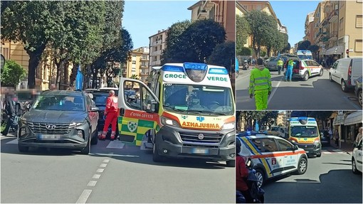 Ventimiglia, viene investita sulle strisce pedonali: mobilitazione di soccorsi in via Roma (Foto)