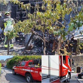 Ventimiglia, incendio nella città alta: vigili del fuoco in azione (Foto)