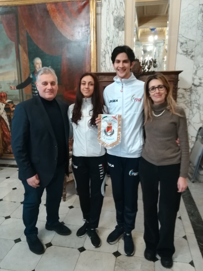 Sanremo, ricevuti a palazzo Bellevue gli atleti di pattinaggio artistico
