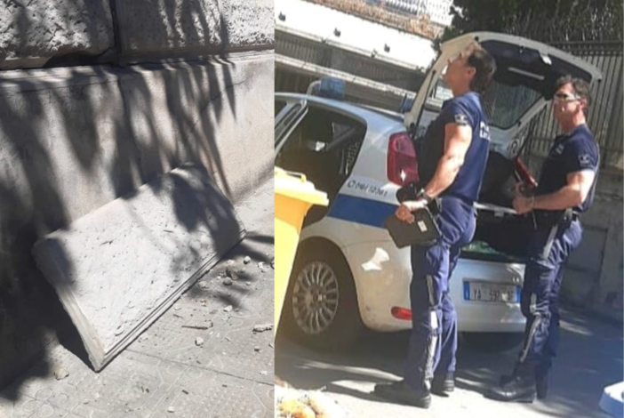 Sanremo: cede un rivestimento del muro di Villa Angerer, pericolo per i passanti