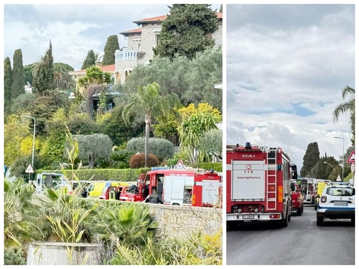 Bordighera, incidente stradale in via dei Colli: scattano i soccorsi (Foto)