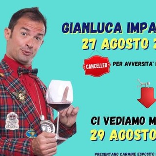 Diano Marina, rimandato lo spettacolo di Gianluca Impastato