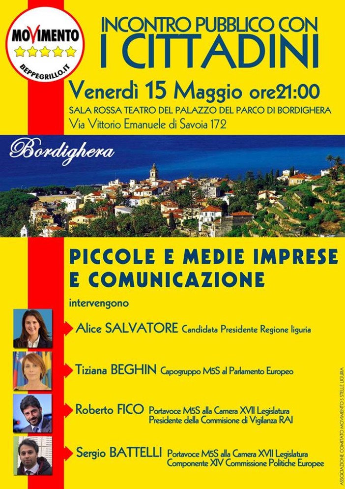 #ElezioniRegionali: questa sera al Palazzo del Parco, incontro pubblico del M5S sul tema 'Piccole e medie Imprese e comunicazione' #ElezioniRegionali: questa sera al Palazzo del Parco, incontro pubblico del M5S sul tema 'Piccole e medie Imprese e comunicazione'