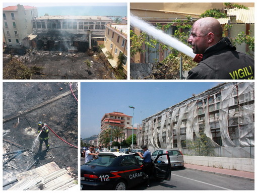 Ventimiglia: paura tra i palazzi di vico pescatori, incendio di un'area abbandonata Ventimiglia: paura tra i palazzi di vico pescatori, incendio di un'area abbandonata