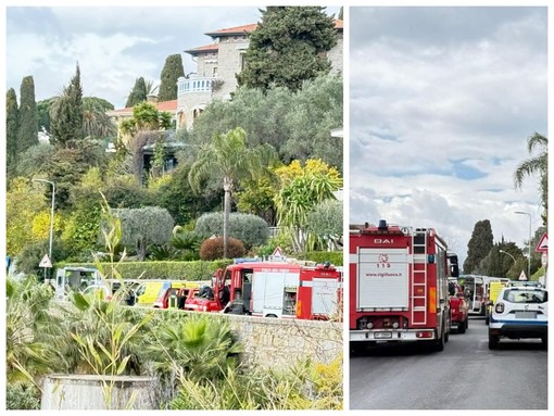 Bordighera, incidente stradale in via dei Colli: scattano i soccorsi (Foto)