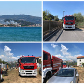 Incendio di sterpaglie in un campo a Diano Marina, intervento dei vigili del fuoco (foto)