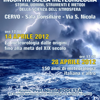 Cervo: domani ed il 28 aprile, due incontri sulla meteorologia Cervo: domani ed il 28 aprile, due incontri sulla meteorologia
