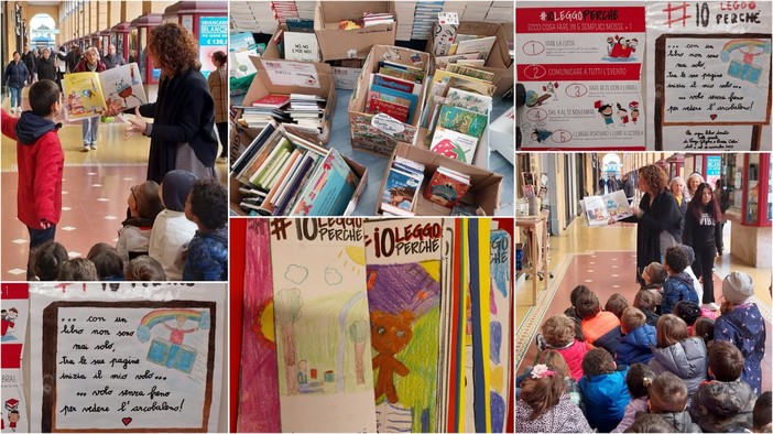 #IOLEGGOPERCHE’, sotto i portici di Oneglia i piccoli lettori della Primaria di via Gibelli (foto)