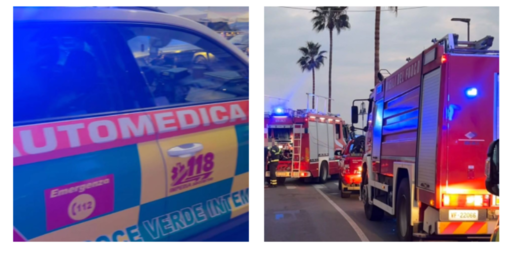 Ventimiglia, incendio sul lungomare: strada chiusa (Foto)