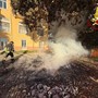 Bordighera, incendio in un cantiere: vigili del fuoco in azione (Foto)