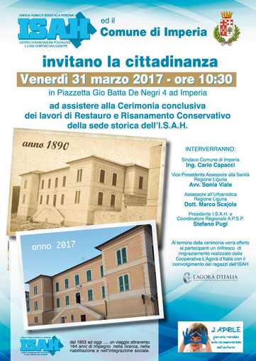 Imperia: venerdì la cerimonia di fine lavori di restauro della sede storica dell'ISAH