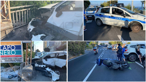 Sanremo: violento scontro tra auto e scooter, uomo finisce all'Ospedale