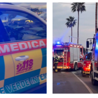 Ventimiglia, incendio sul lungomare: strada chiusa (Foto)