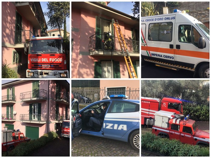Imperia: panico per un incendio in un appartamento di via Diano Calderina (foto e video)