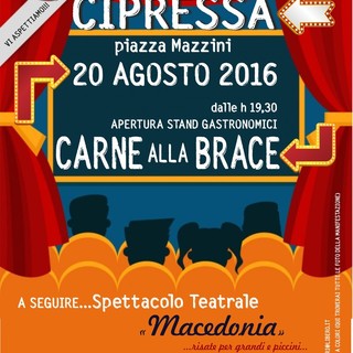 Cipressa: festa in piazza il 20 agosto con musica, spettacolo e gastronomia