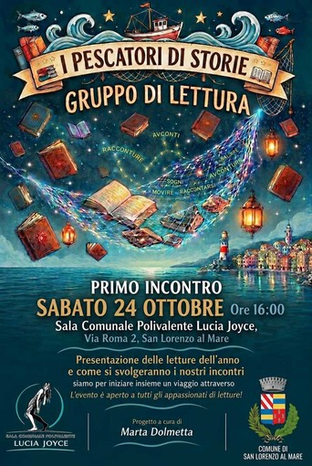 San Lorenzo al Mare: nasce “I Pescatori di Storie”, il nuovo gruppo di lettura alla Sala Polivalente Lucia Joyce