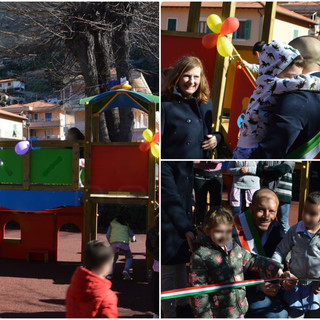 Ventimiglia: grande festa alla scuola dell’infanzia di Roverino per l’inaugurazione della nuova area giochi (Foto)