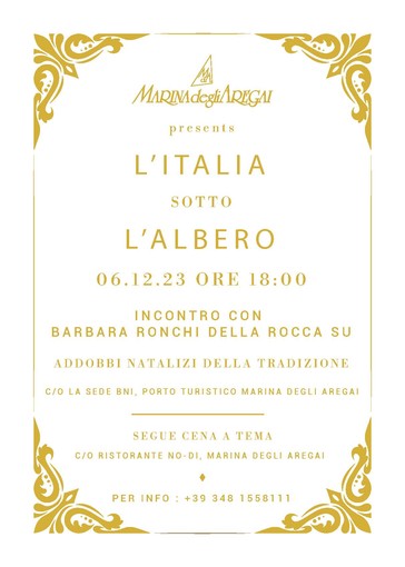 Marina degli Aregai: il 6 dicembre L’Italia sotto l’albero, il Natale tra storia, simbologia e tradizione con Barbara Ronchi della Rocca.