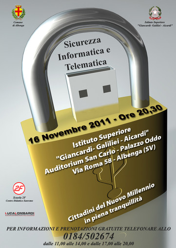 Mercoledì 16 a palazzo Oddo di Albenga, un seminario sulla sicurezza Informatica e Telematica