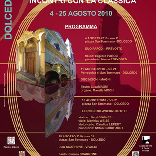 Dolcedo: stasera parte Incontri con la Classica, concerto di Parodi e Prevosto
