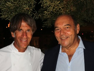 Lo chef Davide Oldani con Claudio Porchia