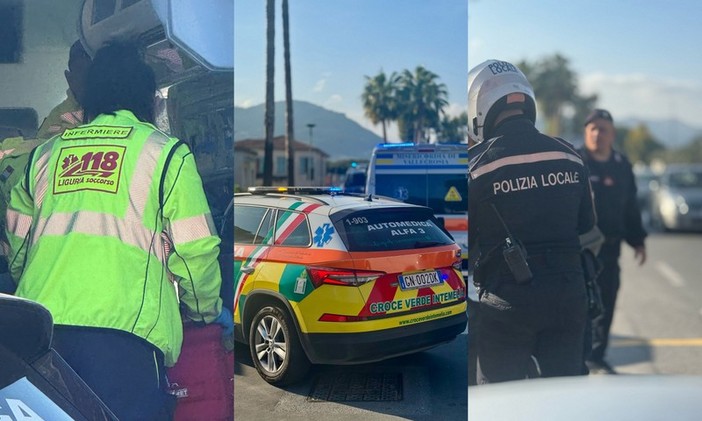Ventimiglia, incidente stradale in corso Francia: scooter investe un pedone (Foto)