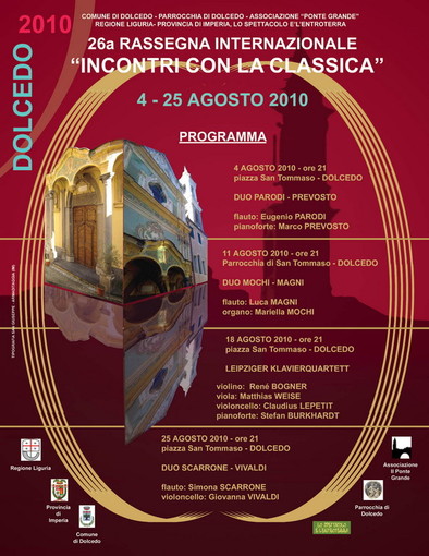 Dolcedo: stasera parte Incontri con la Classica, concerto di Parodi e Prevosto Dolcedo: stasera parte Incontri con la Classica, concerto di Parodi e Prevosto