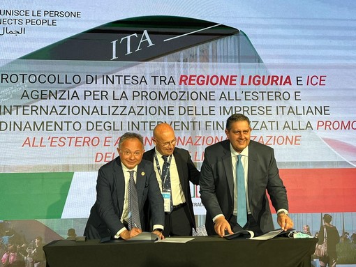 Expo Dubai: firmato protocollo tra Regione e agenzia Ice per la promozione delle imprese liguri nel mondo