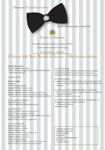 Il programma del convegno dedicato al 60° anniversario del Festival della Moda Maschile