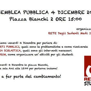 Imperia: la Rete degli Studenti Medi organizza un incontro per venerdì alle 15