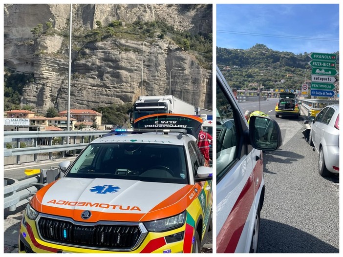 Ventimiglia, auto finisce contro il guard rail: mobilitazione di soccorsi in autostrada (Foto) Ventimiglia, auto finisce contro il guard rail: mobilitazione di soccorsi in autostrada (Foto)