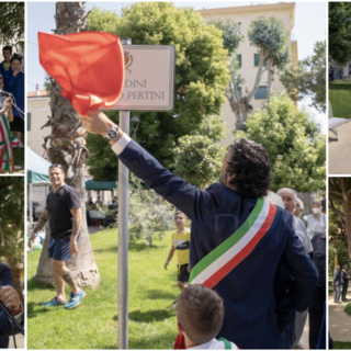 Arma di Taggia: dopo gli interventi di riqualificazione, intitolati a Sandro Pertini i giardini di via Magellano (Foto e Video)